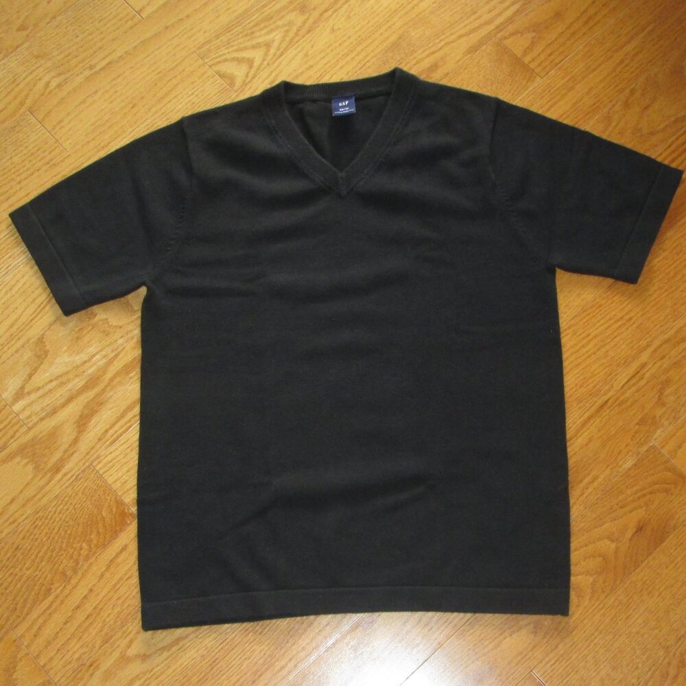 Pre-owned Men's Gap Short Sleeve Black V-neck Cotton Sweater Size XS